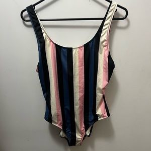 Solid and Striped One Piece Bathing Suit
